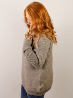 Grey Ribbed Mock Neck Sweater