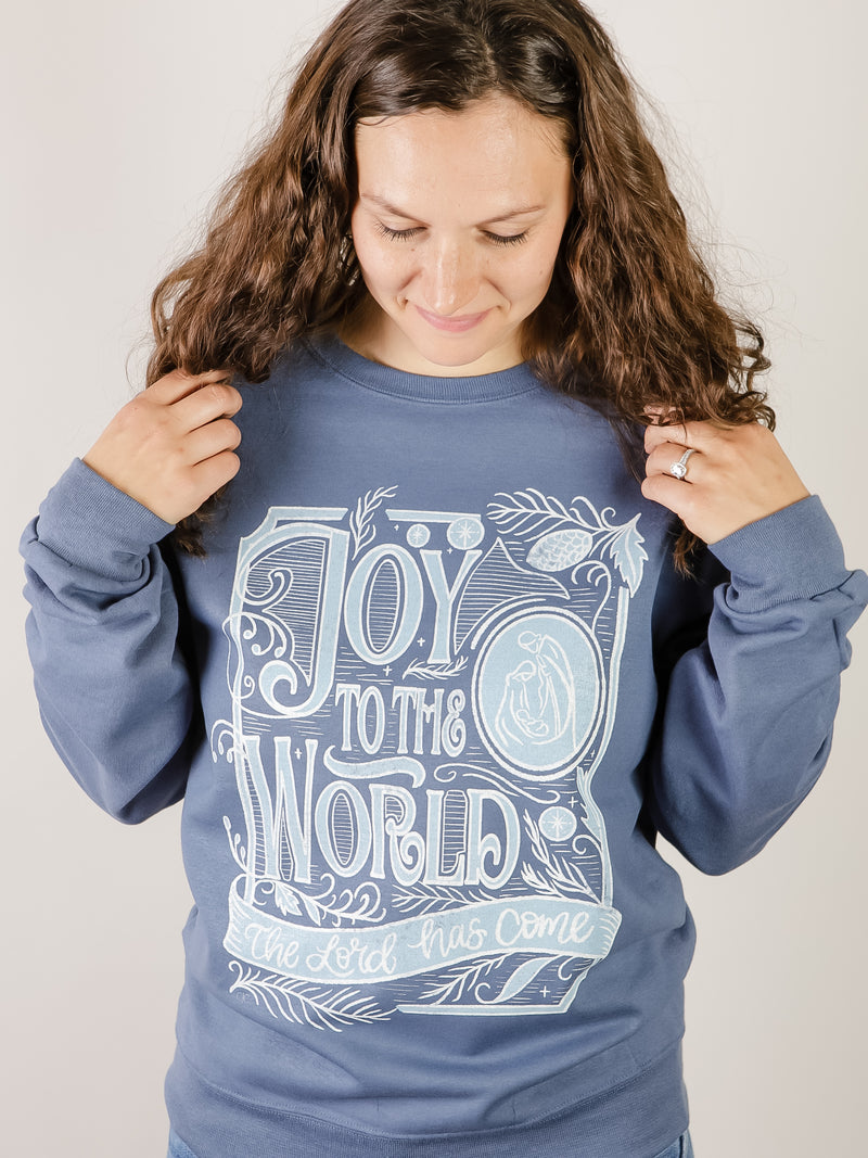 Blue Joy to the World Graphic Sweatshirt