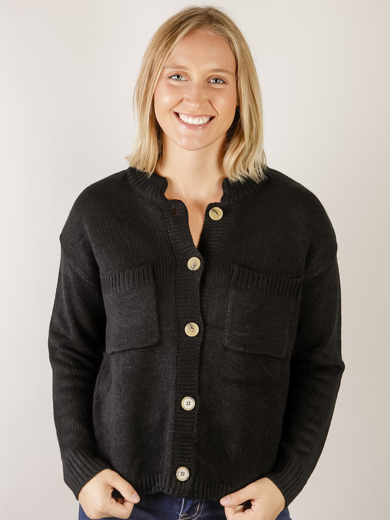 Black Button Down Sweater Cardigan