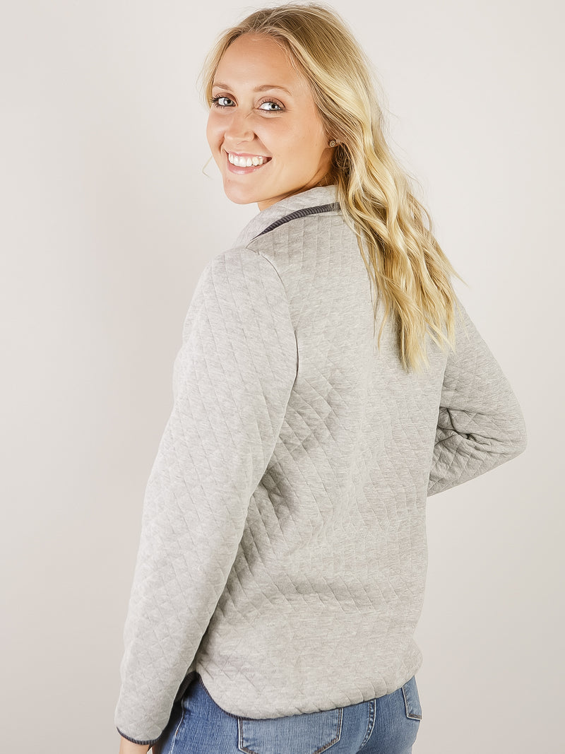 Heather Grey Quilted 1/4 Zip Pullover