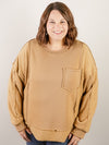 Curvy Camel French Terry Comfy Pullover