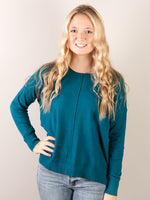 Teal Viscose Front Seam Sweater