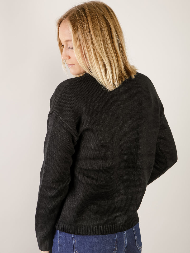 Black Button Down Sweater Cardigan