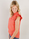 Tomato Floral Sleeveless Blouse