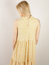 Yellow Small Floral Print Midi Dress