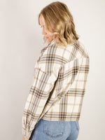 Khaki Plaid Long Sleeve Button Up