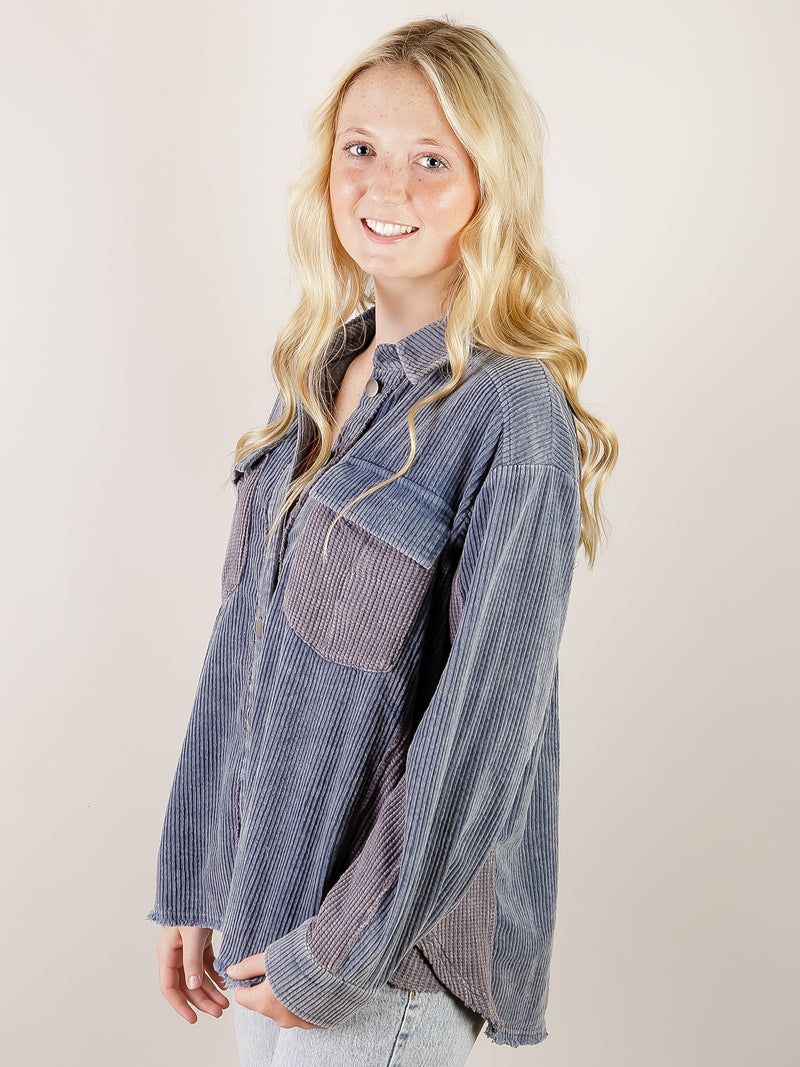 Denim Blue Washed Corduroy Jacket