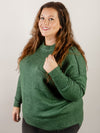 Dark Green Melange Pocket High Low Sweater