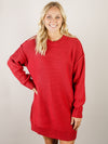 Red Oversized Round Neck Sweater Dress