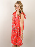 Red Mini Floral Printed Dress