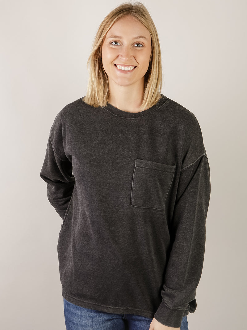 Black Washed Pocket Sweatshirt