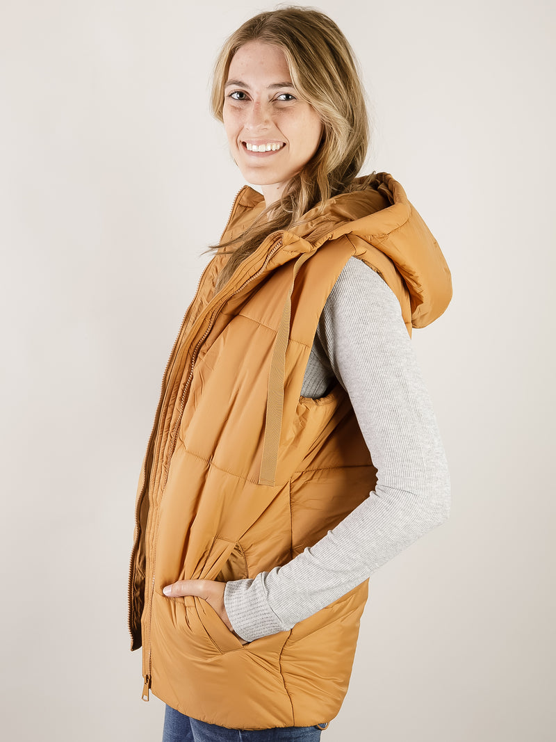 Camel Long Padded Vest