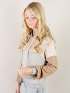 Heather Grey and Taupe Color Block Hoodie Top