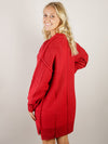 Red Oversized Round Neck Sweater Dress