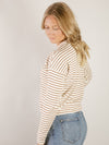 Camel and Ivory Pullover Striped Top