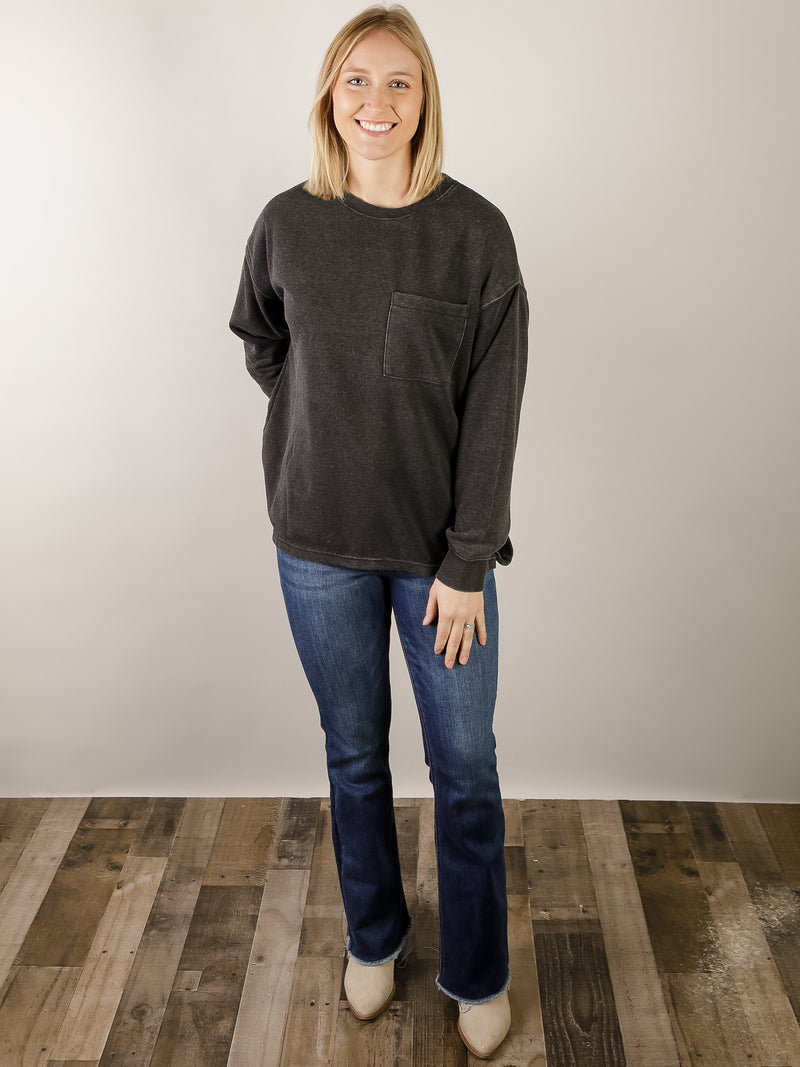 Black Washed Pocket Sweatshirt