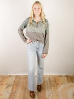 Teal with Leopard 1/4 Zip Pullover