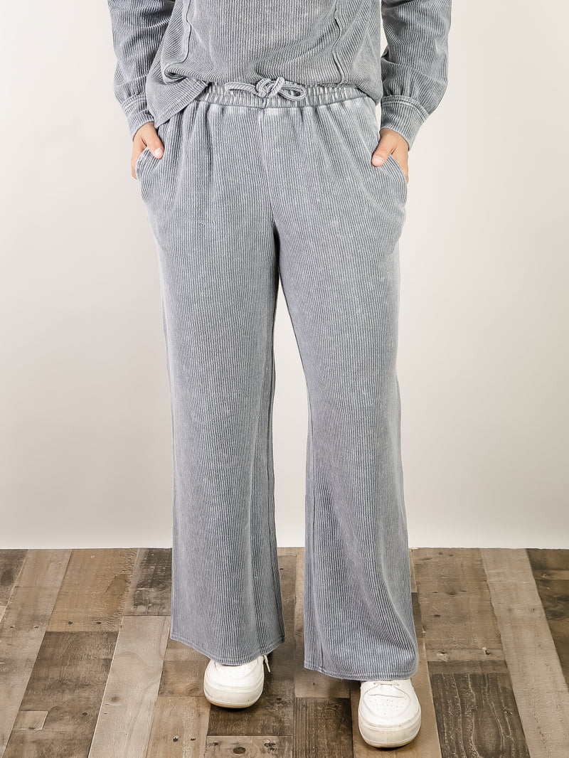 Indigo Ribbed Washed Lounge Pants