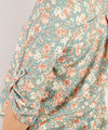 Teal Floral 3/4 Sleeve Knit Top
