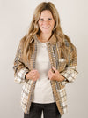 Ivory and Mocha Mixed Plaid Lightweight Shacket