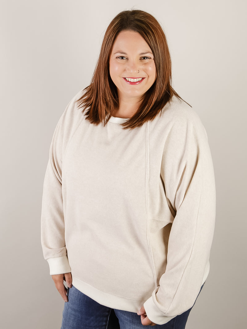 Curvy Oatmeal Comfy Oversized Soft Top