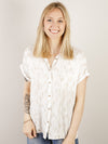 Ivory and Taupe Print Short Sleeve Button Up