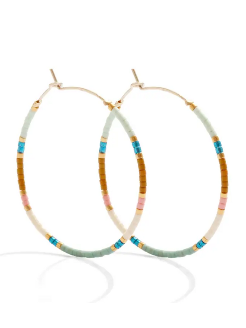Delicate Beaded Hoop Earrings (Multiple Colors)
