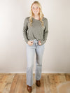 Olive Outside Seamed Marbled Knit Pullover