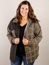 Curvy Charcoal and Olive Plaid Button Up