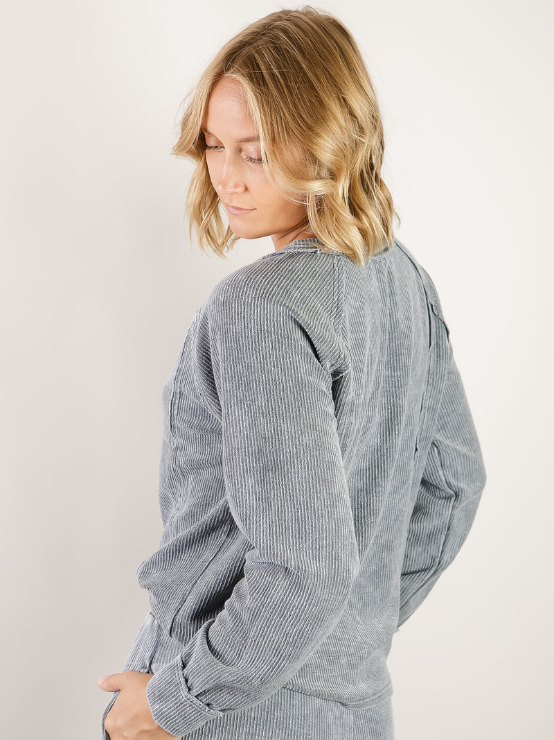 Indigo Washed Ribbed Top