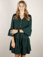 Hunter Green Tiered Knit Dress