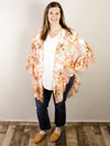 Coral Floral Bell Sleeve Kimono