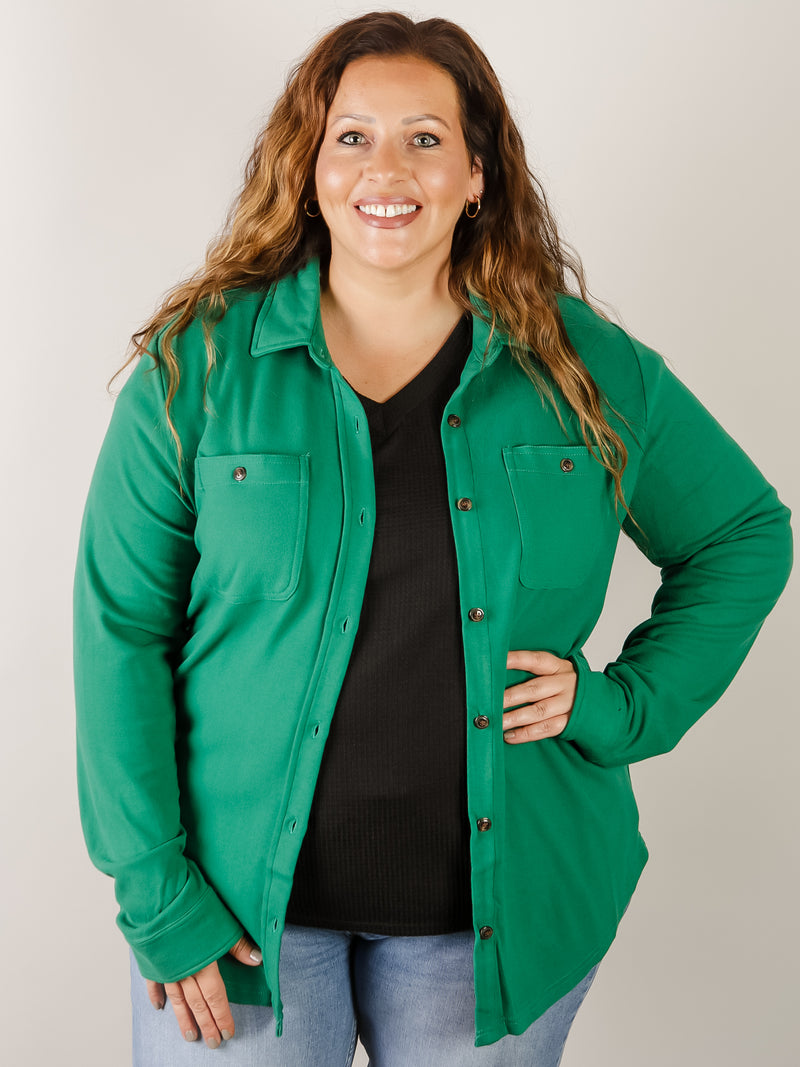 Super Soft Kelly Green Button Up