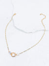 Worn Gold Freshwater Pearl with Open Circle on Paperclip Chain