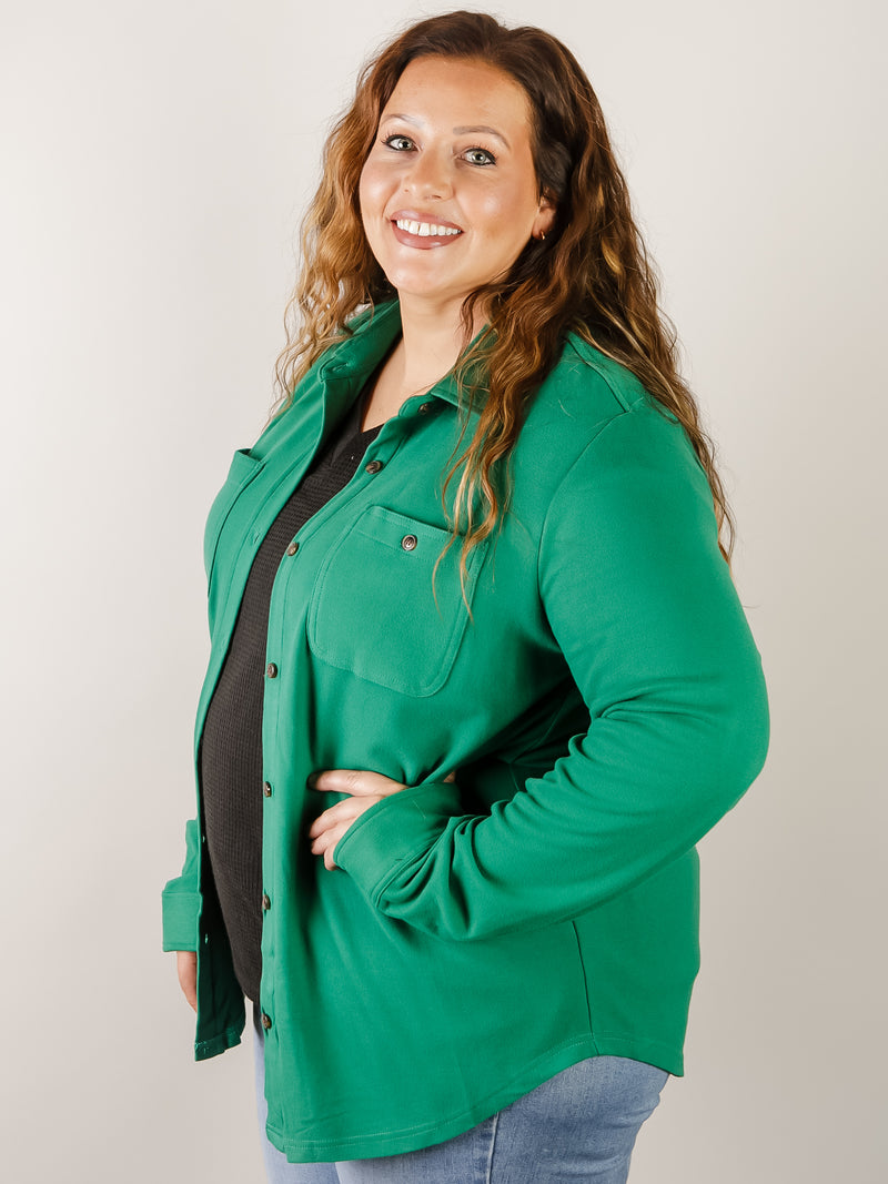 Super Soft Kelly Green Button Up