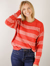 Textured Red Stripe Sweater