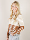 Copper and Taupe Color Block Striped Top