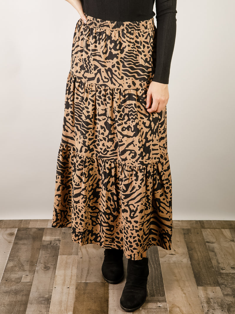 Tiered Animal Print Skirt