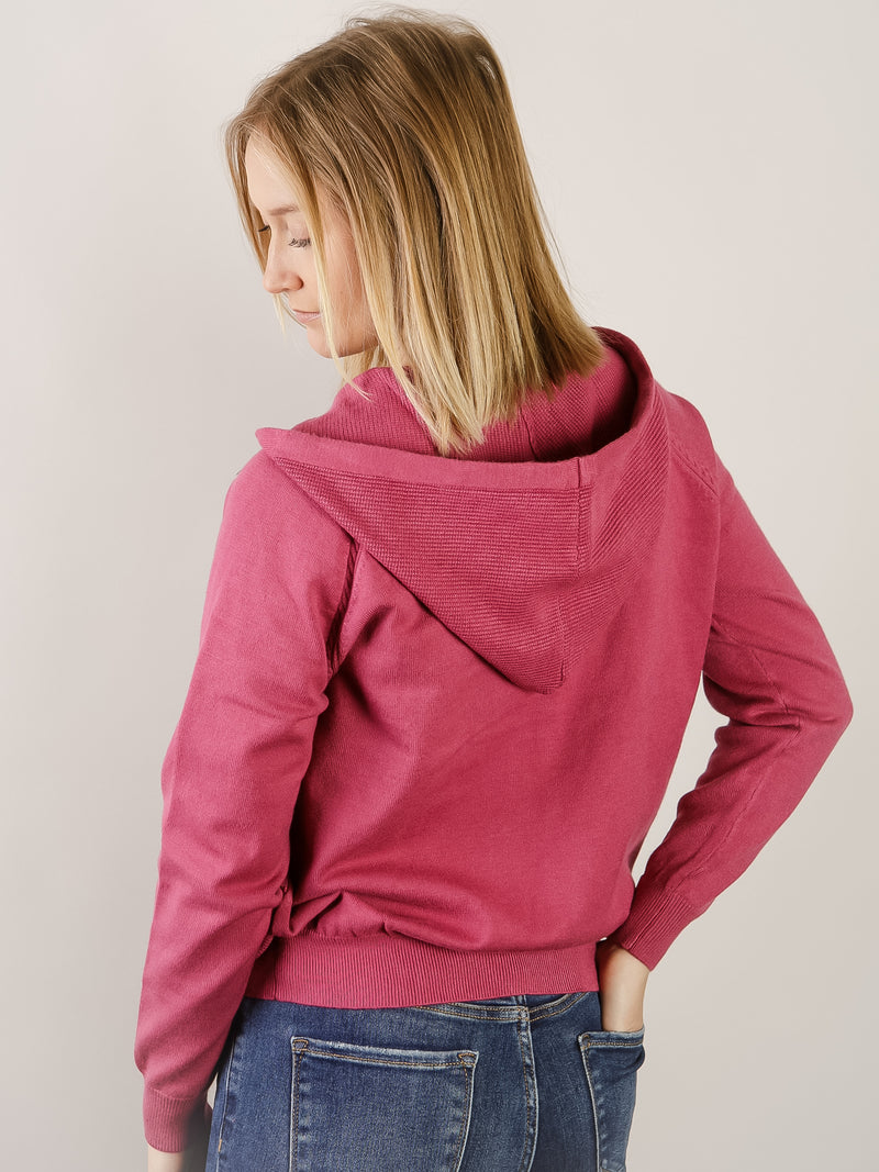 Dark Magenta Waffle Zip Up Hoodie