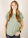 Solid Bamboo Boat Neck Knit Tee (Multiple Colors)