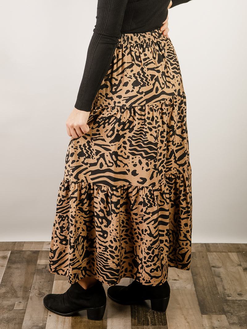 Tiered Animal Print Skirt