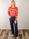 Textured Red Stripe Sweater