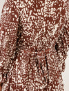 Brown and Cream Abstract Wrap Dress