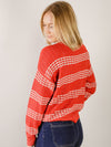 Textured Red Stripe Sweater