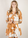 Caramel Large Floral Print Dress