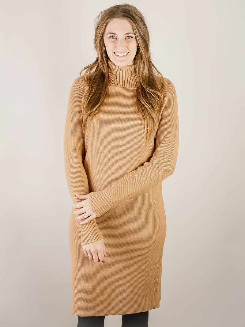 Latte Turtle Neck Sweater Dress