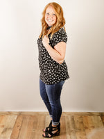 Black Animal Print Split Color Top