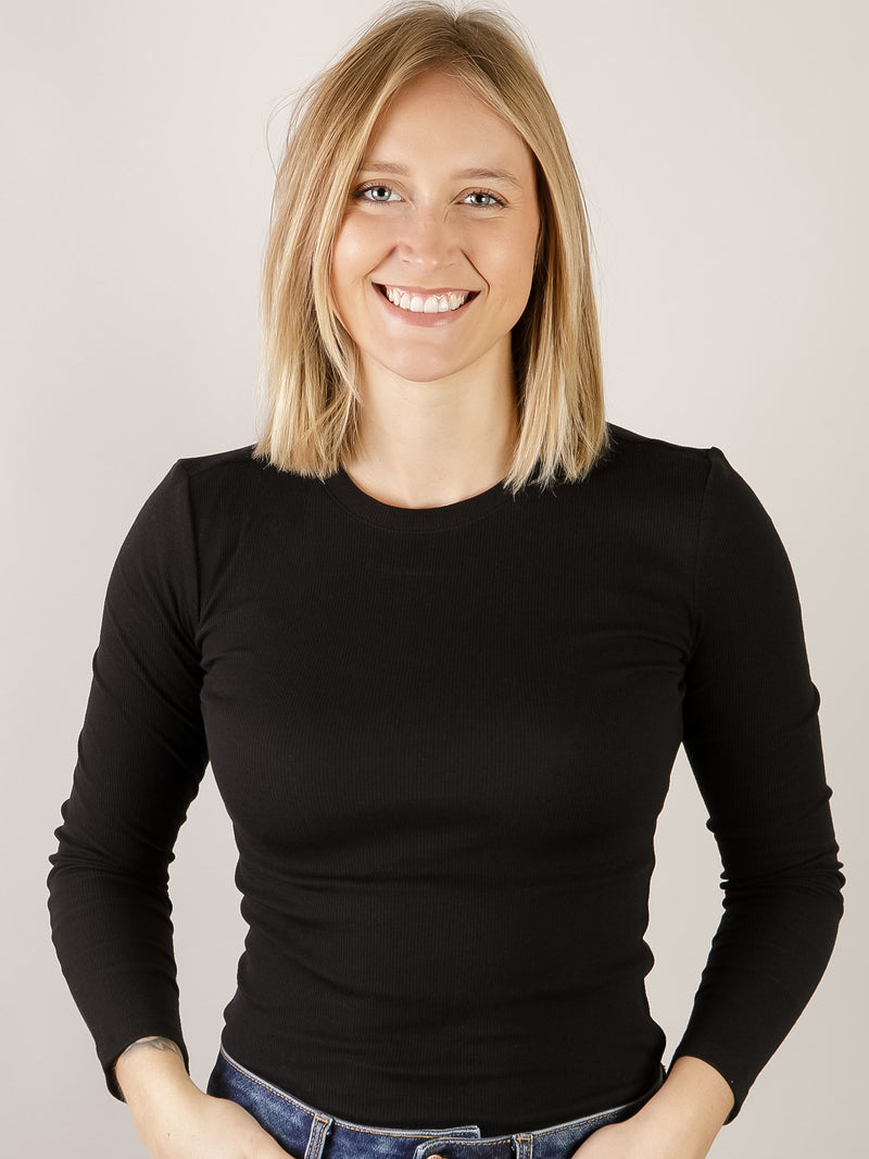 Long Sleeve Mini Ribbed Tee (Multiple Colors)