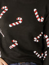 Black Sequin Candy Cane Sweater
