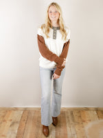 Oatmeal and Mocha Henley Sweater
